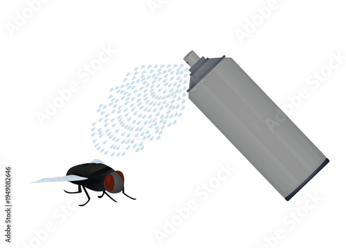 Common home fly and spray. vector illustration
