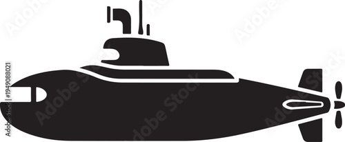 Black submarine icon vector