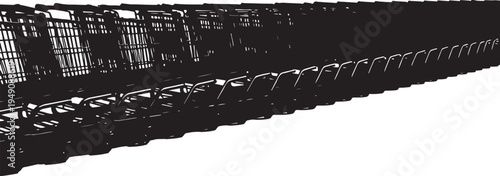 Black Metal Fence on White Background