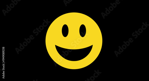 Smiling emoticon on black background.