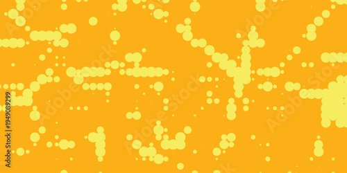 Yellow halftone pattern. Retro comic gradient background. Bright orange pixelated dotted texture overlay. Cartoon pop art faded gradient pattern. Vector backdrop for poster  banner  advertisement