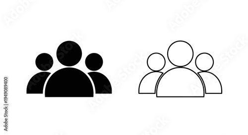Black and white people group icons.