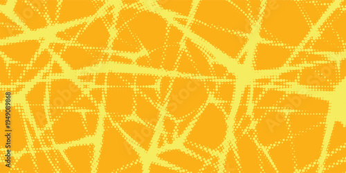 Yellow halftone pattern. Retro comic gradient background. Bright orange pixelated dotted texture overlay. Cartoon pop art faded gradient pattern. Vector backdrop for poster  banner  advertisement