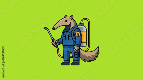 Anteater Pest Control Exterminator Mascot Illustration.
