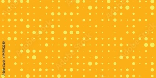 Yellow halftone pattern. Retro comic gradient background. Bright orange pixelated dotted texture overlay. Cartoon pop art faded gradient pattern. Vector backdrop for poster  banner  advertisement