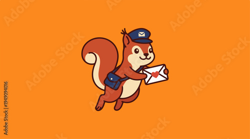 Cute Squirrel Mailman Delivering a Letter.