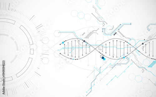 Scientific and technological background. Abstract image of DNA molecule. Vector illustration.
