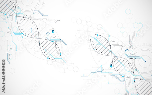 Scientific and technological background. Abstract image of DNA molecule. Vector illustration.