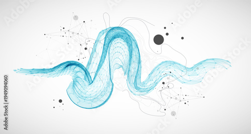 The abstract wave is made in a frame style. Template for science and technology presentation.