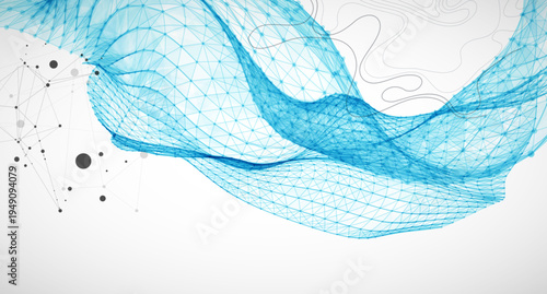 The abstract wave is made in a frame style. Template for science and technology presentation.