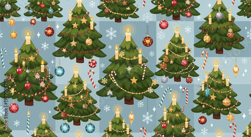 Christmas tree pattern with decorations.