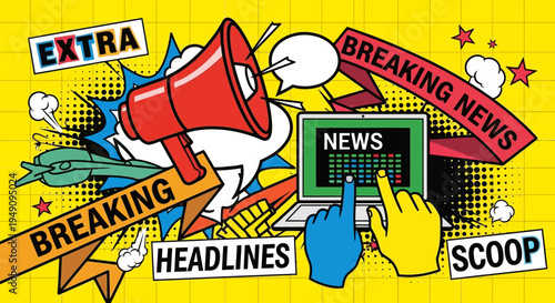Breaking news and headlines illustration.