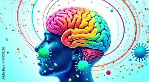 Wallpaper Mural A video showcasing a creative and colorful illustration of the human brain Torontodigital.ca