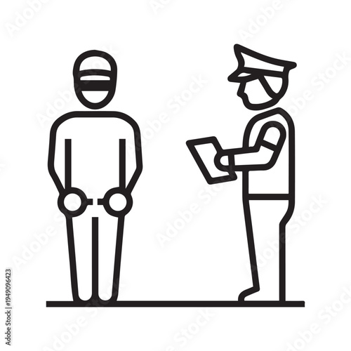 Police Officer Arresting Criminal Silhouette Icon