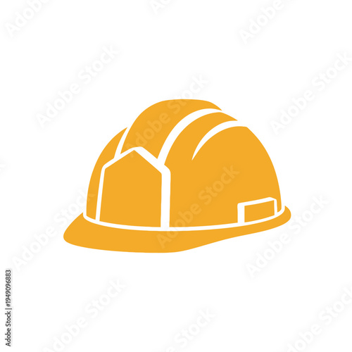 Yellow Construction Safety Helmet Icon on Light Background
