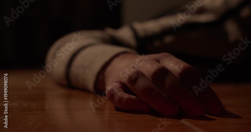 Close up of a body in a crime scene at home