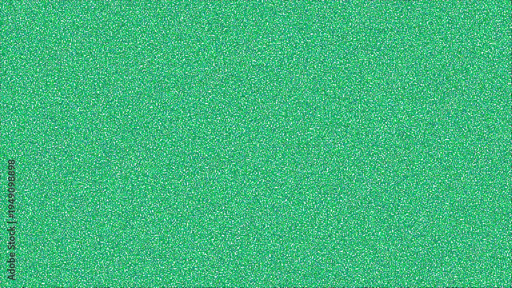 Fototapeta premium A vibrant green digital background featuring a dense and fine uniform static noise grain pattern