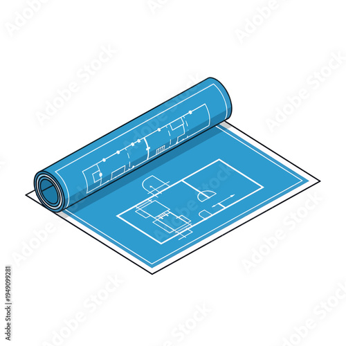 Architectural Blueprint Design Plan Drawing Illustration Vector Graphic Layout Diagram Construction Project Engineering Blue Print