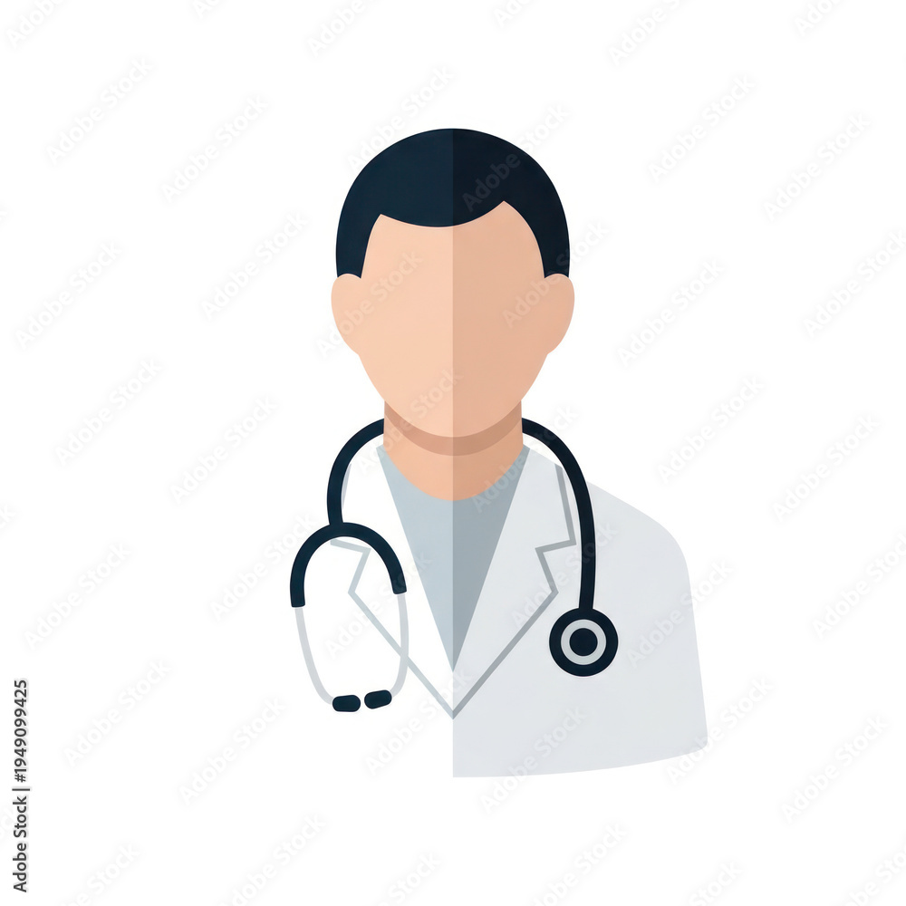 Fototapeta premium Illustration of a doctor with stethoscope and whitecoat.