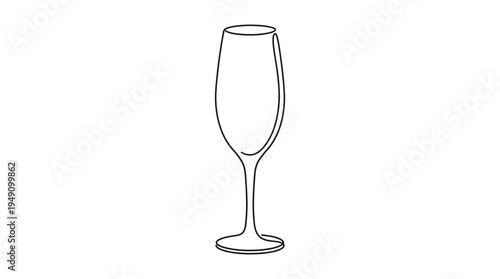 Champagne flute glass line art vector illustration