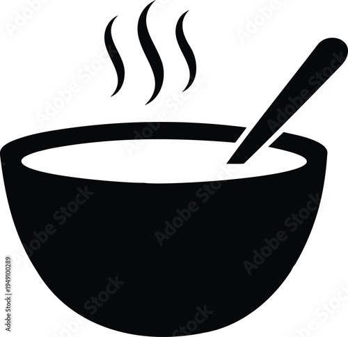 Steaming bowl with spoon icon vector. simple flat illustration hot delicious food plate