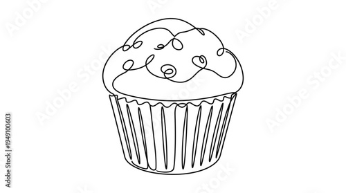 Cupcake dessert line art vector illustration
