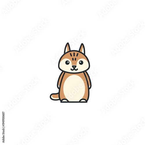 Cute Cartoon Chipmunk Mascot Isolated on White vector illustration