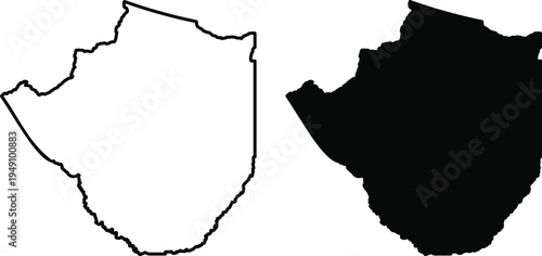 Zimbabwe map vector. country silhouette and outline showing geographic borders political region