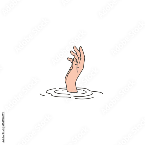 Hand Reaching Out From Water vector illustration
