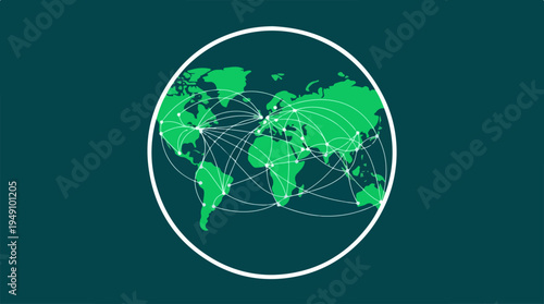Global Network Connectivity World Map Illustration.