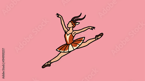 Graceful Ballerina Goat Leaping in Elegant Dance Pose.