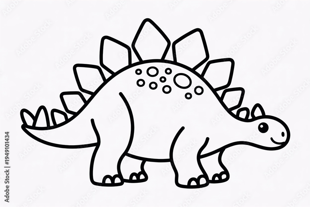 Fototapeta premium Cute Stegosaurus Outline Drawing for Kids Coloring Page