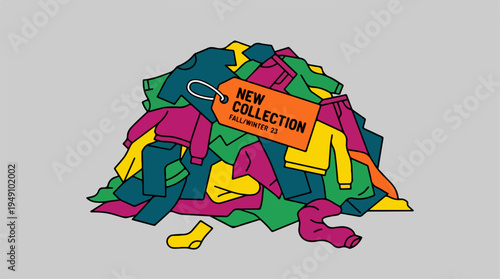 New Collection Clothing Pile Illustration.