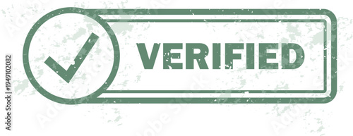Verified Rubber Stamp Badge – Identity, Account and Document Verification Mark for Business, Security, Technology and Certification. Transparent Grunge Effect.