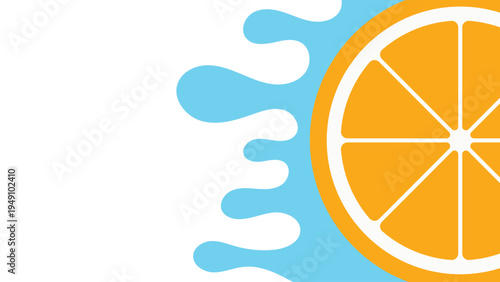 Fresh Orange Fruit Slice with Blue Juice Splash Vector Background