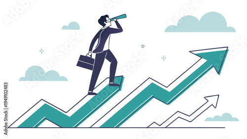 business man climbing up stairs