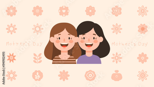 Happy Mother's Day illustration with flowers.