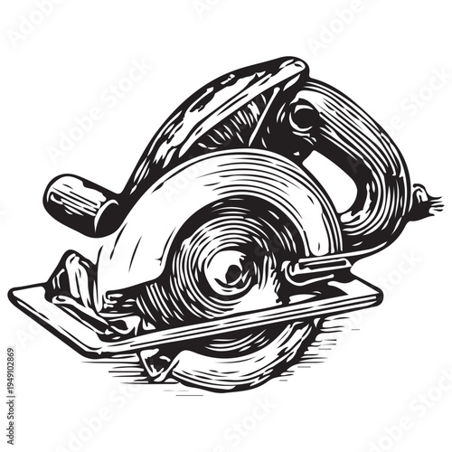 Circular Saw Construction Power Tool Illustration Carpentry Cutting Equipment Concept
