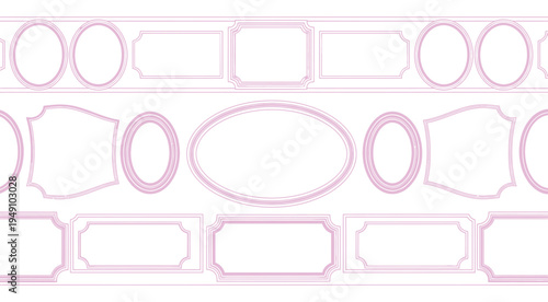 Collection of Decorative Pink Frames in Various Geometric and Oval Shapes for Design and Craft Projects