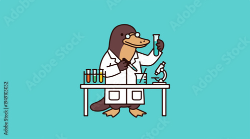 Platypus scientist conducting experiments in a laboratory.