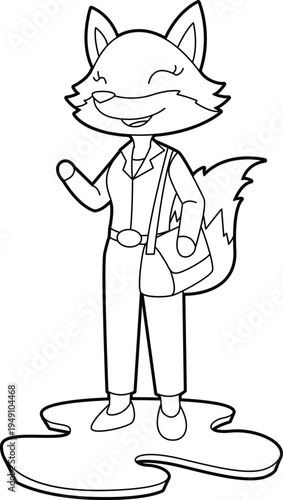 Fox Secretary Bag Office Animal Vector Graphic Art Illustration