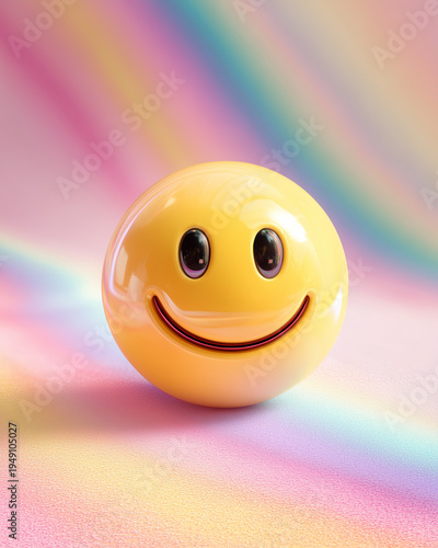 Joyful Emoji Amidst Pastel: A cheerful emoji radiates pure joy against a soft, colorful background, symbolizing happiness and positivity. 
