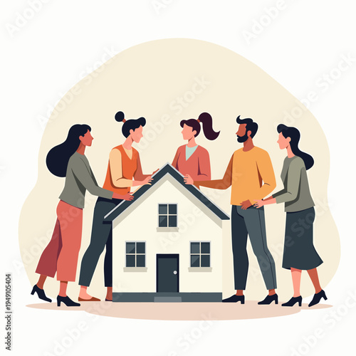 This minimalist illustration depicts women walking, suggesting connection and forward movement. Ideal for articles or campaigns focused on collaborati