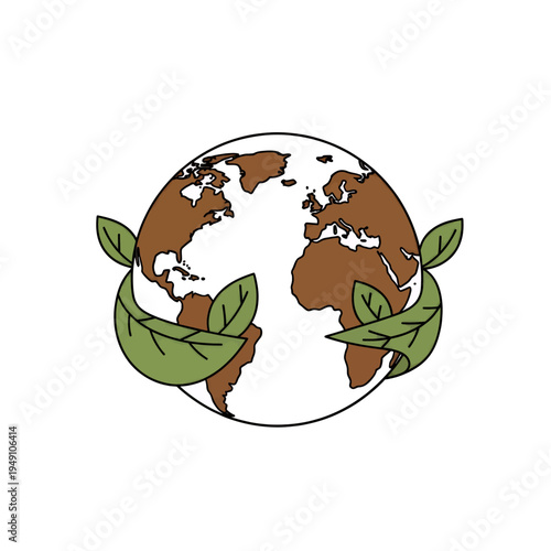 Earth Globe with Green Leaves Illustration for Environmental Protection and Sustainability Concepts Stock Video Footage