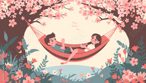 Couple relaxing in a hammock outdoors.