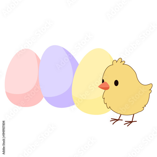 Cute Chick and Egg Icon Isolated on Transparent. Lovely Easter Holiday Mascot. Cartoon Chicken Character. Funny Childish Drawn Bird Portrait for Ester Egg Hunt Family Party Greeting Card Decoration	
