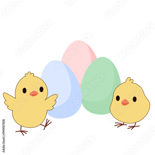 Cute Chick and Egg Icon Isolated on Transparent. Lovely Easter Holiday Mascot. Cartoon Chicken Character. Funny Childish Drawn Bird Portrait for Ester Egg Hunt Family Party Greeting Card Decoration	
