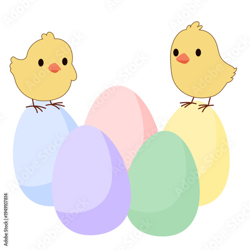 Cute Chick and Egg Icon Isolated on Transparent. Lovely Easter Holiday Mascot. Cartoon Chicken Character. Funny Childish Drawn Bird Portrait for Ester Egg Hunt Family Party Greeting Card Decoration	
