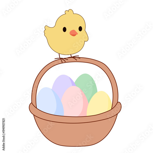 Cute Chick and Egg Icon Isolated on Transparent. Lovely Easter Holiday Mascot. Cartoon Chicken Character. Funny Childish Drawn Bird Portrait for Ester Egg Hunt Family Party Greeting Card Decoration	
