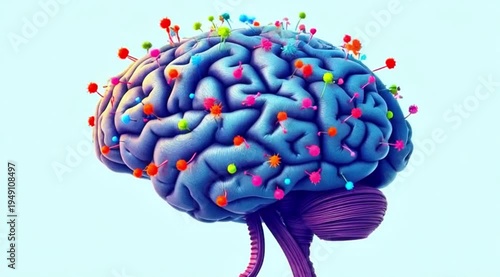 Wallpaper Mural A colorful video illustration of a human brain with vibrant connections Torontodigital.ca